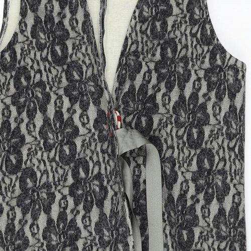 Avoca  Womens Grey Floral  Cardigan Jumper Size S