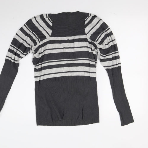 NEXT Womens Grey Striped Knit Pullover Jumper Size 14