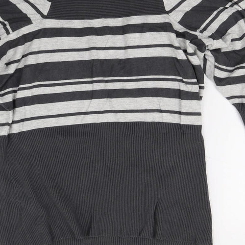 NEXT Womens Grey Striped Knit Pullover Jumper Size 14