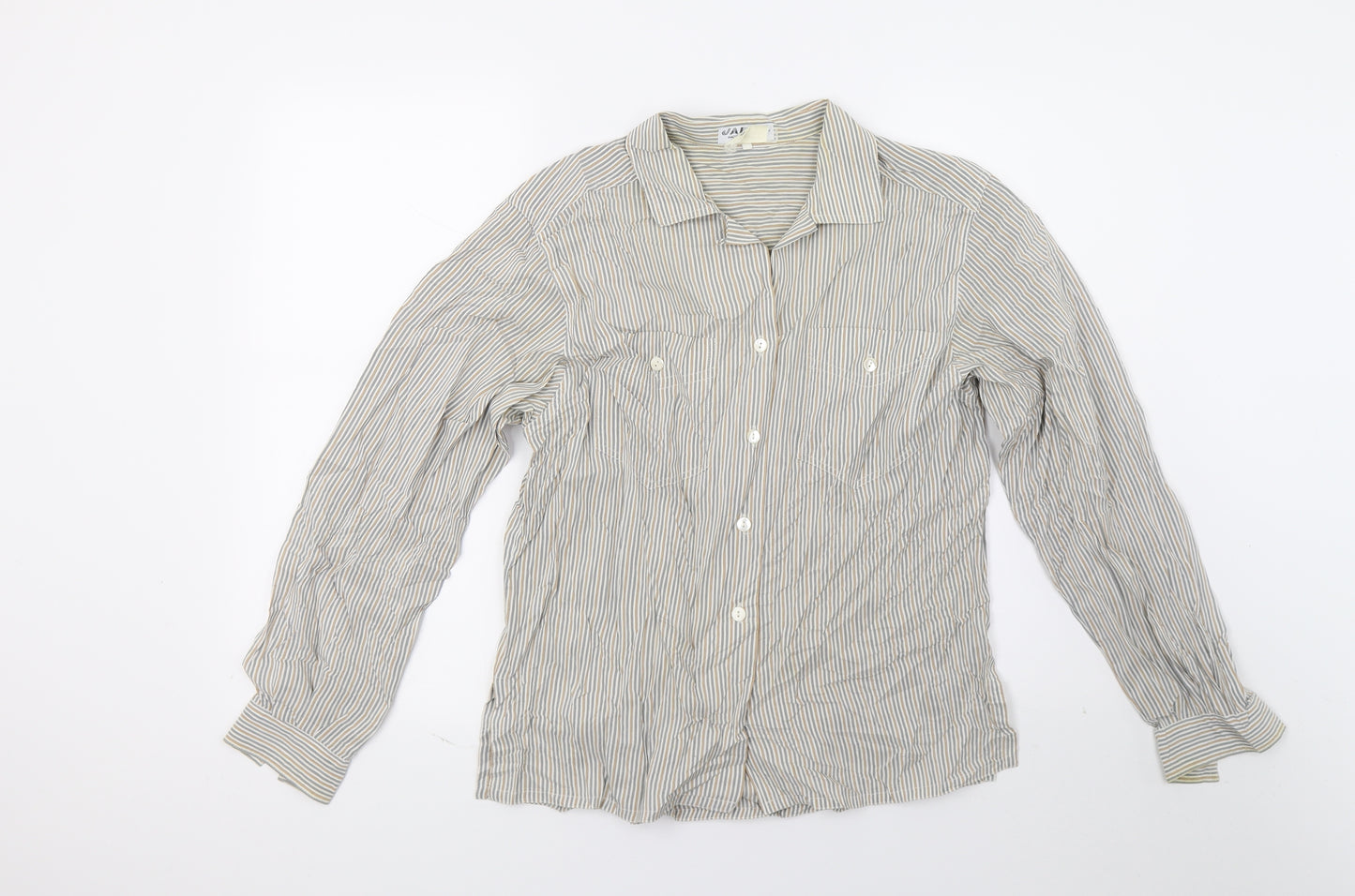 Jaeger Womens Beige Striped  Basic Blouse Size M