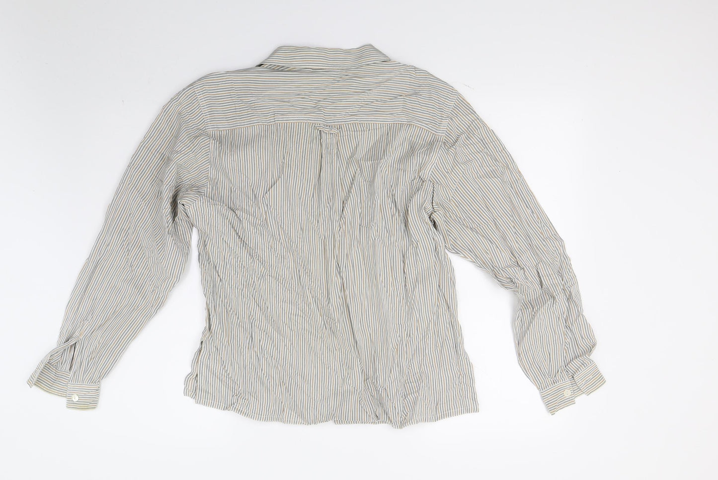 Jaeger Womens Beige Striped  Basic Blouse Size M
