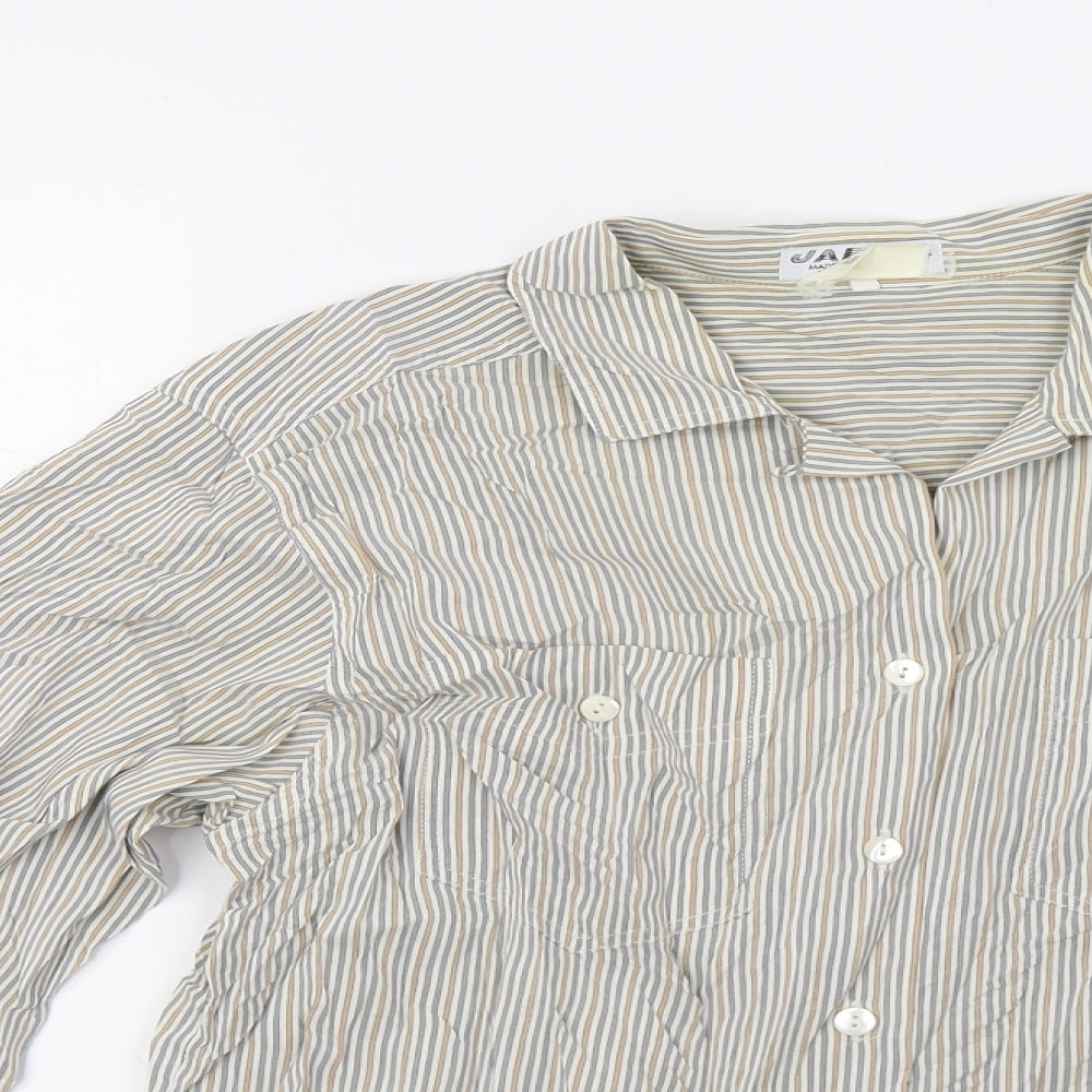 Jaeger Womens Beige Striped  Basic Blouse Size M