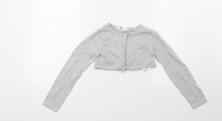 H&M Girls Grey   Cardigan Jumper Size 5-6 Years  - Croped