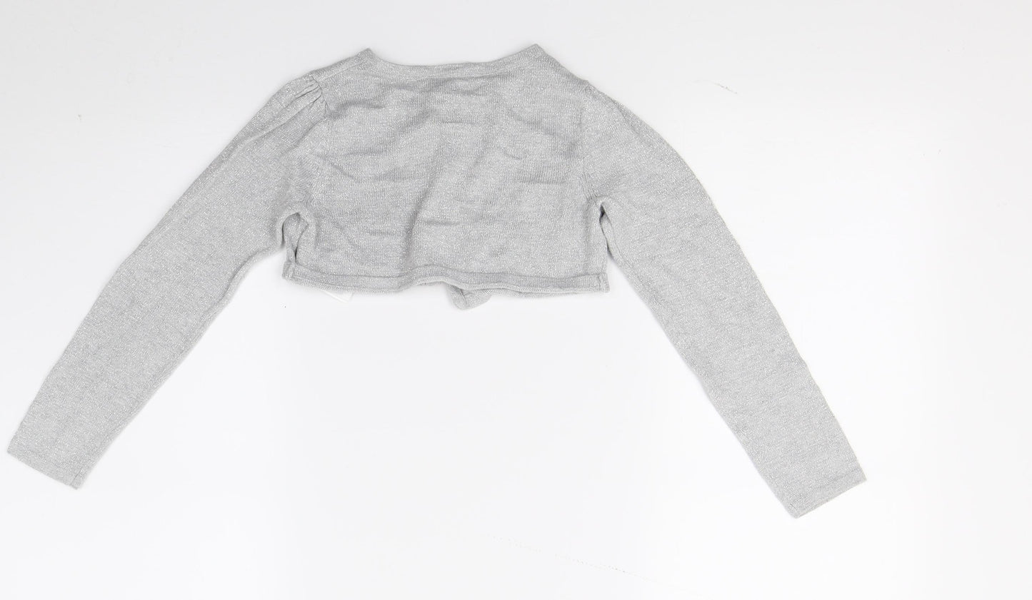 H&M Girls Grey   Cardigan Jumper Size 5-6 Years  - Croped
