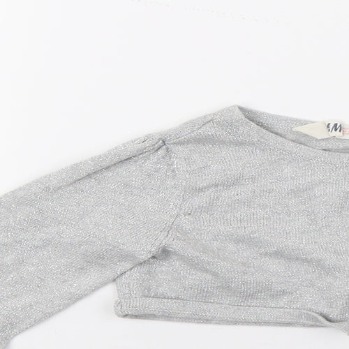H&M Girls Grey   Cardigan Jumper Size 5-6 Years  - Croped