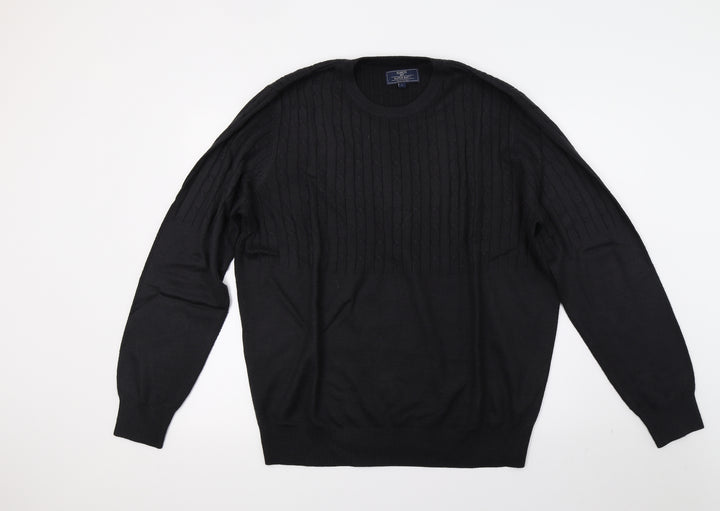 Atlantic Bay Mens Grey Knit Pullover Jumper Size L