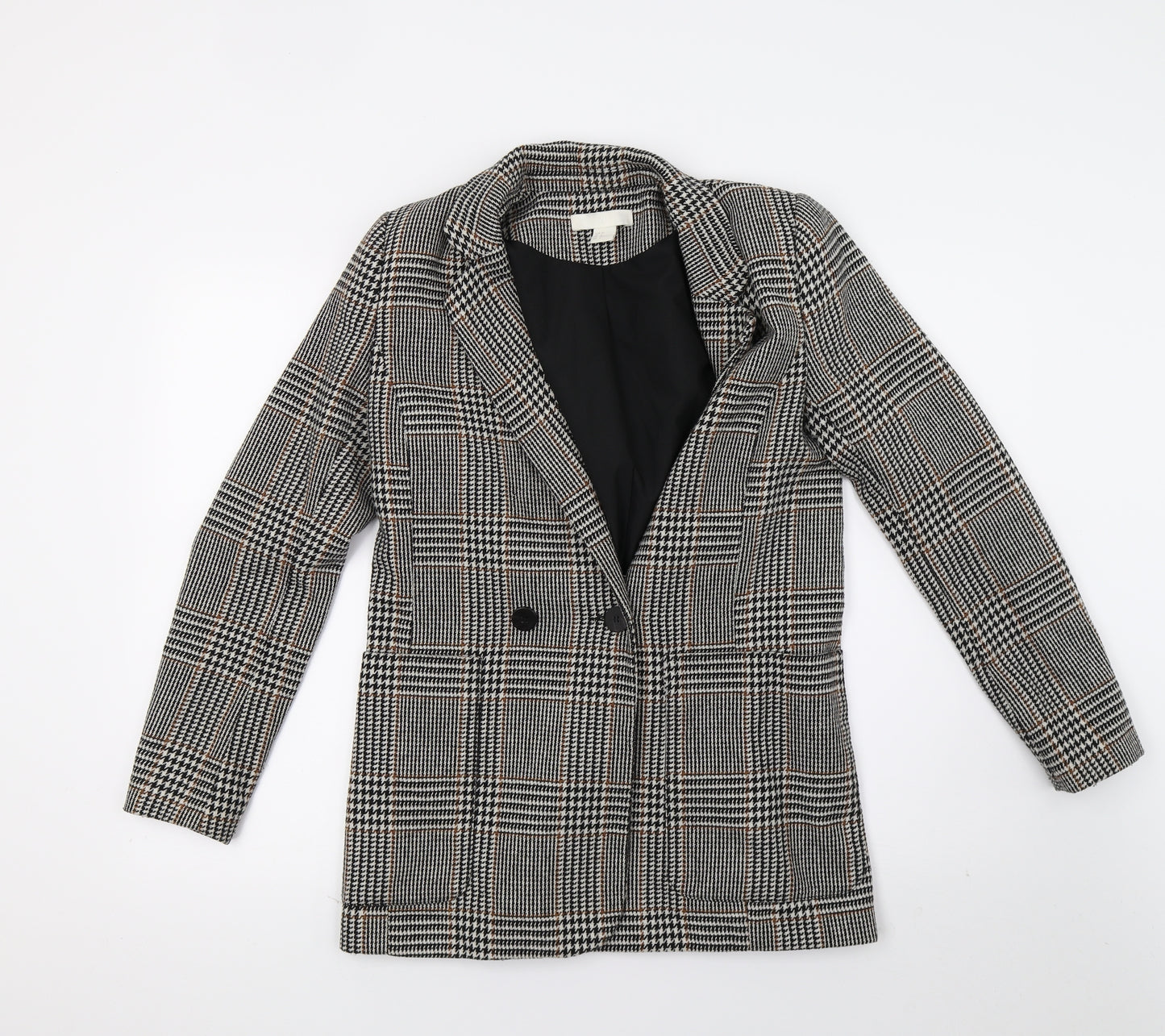 H&M Womens Grey Check  Jacket Coat Size 6