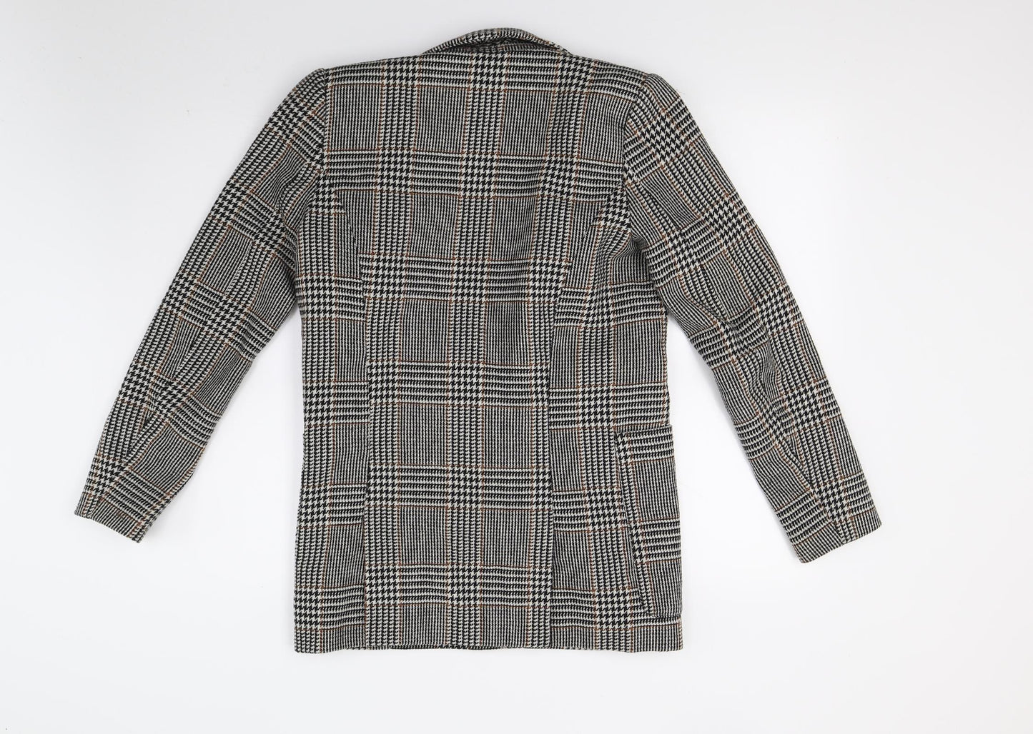 H&M Womens Grey Check  Jacket Coat Size 6