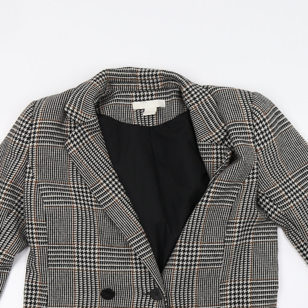 H&M Womens Grey Check  Jacket Coat Size 6