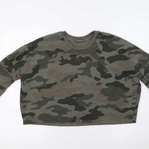 Primark Womens Green Camouflage  Pullover Sweatshirt Size 2XS  - Croped