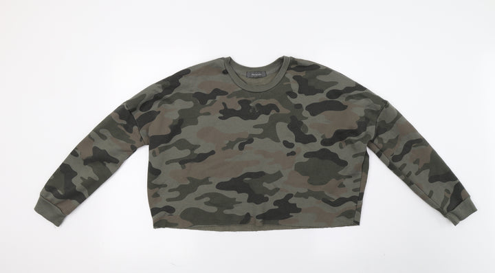Primark Womens Green Camouflage  Pullover Sweatshirt Size 2XS  - Croped