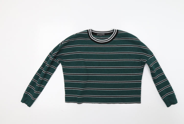 Primark Womens Green Striped Pullover Sweatshirt Size XS