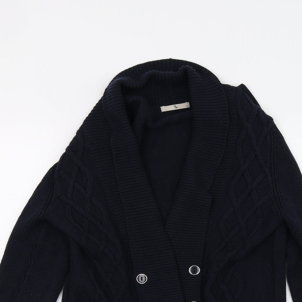 TU Womens Blue  Knit Cardigan Jumper Size 8