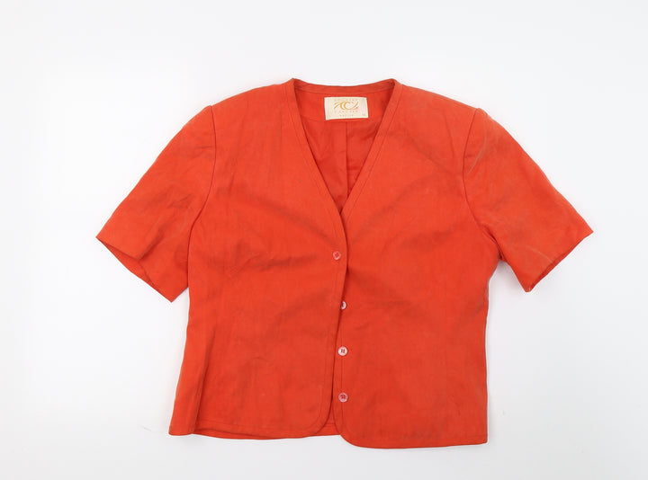 Country Casuals Womens Orange Basic Button-Up Size 14
