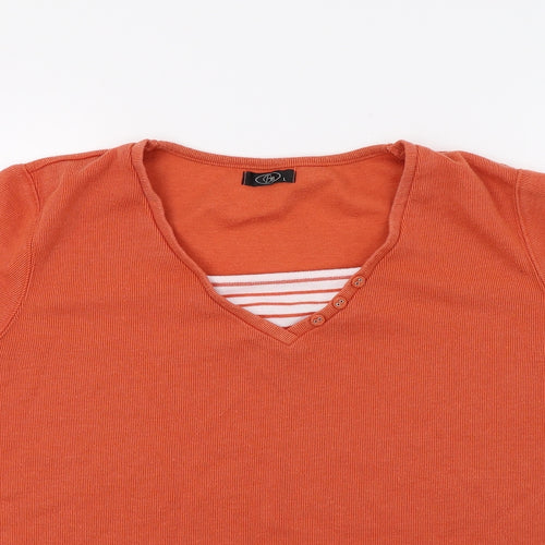 BM Womens Orange  Knit Pullover Jumper Size L