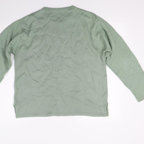 Klassique Womens Green Floral Knit Pullover Jumper Size L