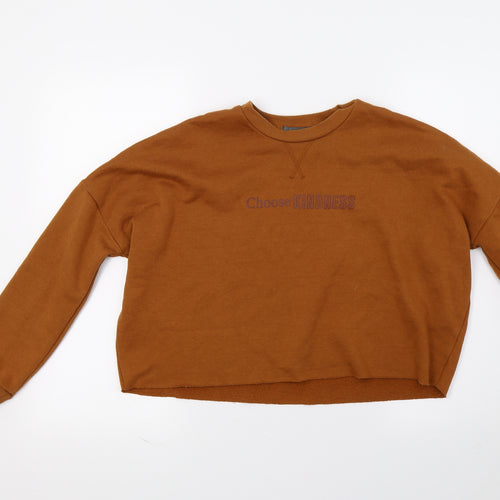 Primark Womens Brown   Pullover Sweatshirt Size 2XS  - choose kindness. cropped