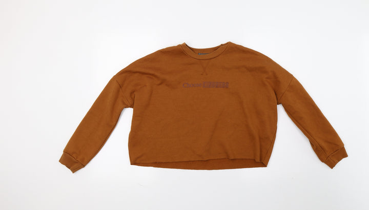 Primark Womens Brown   Pullover Sweatshirt Size 2XS  - choose kindness. cropped