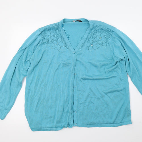 BM Womens Blue  Knit Cardigan Jumper Size XL