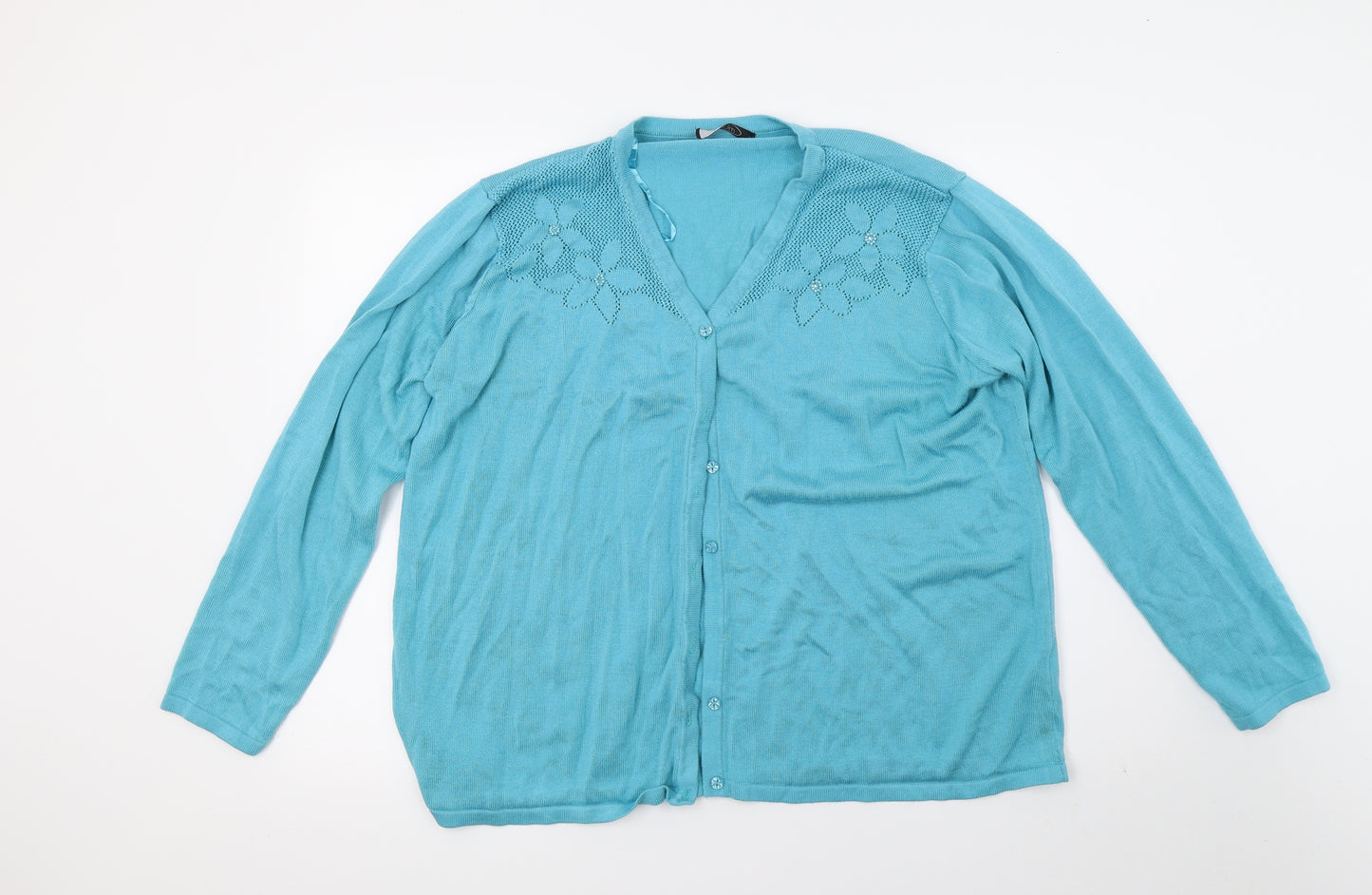 BM Womens Blue  Knit Cardigan Jumper Size XL