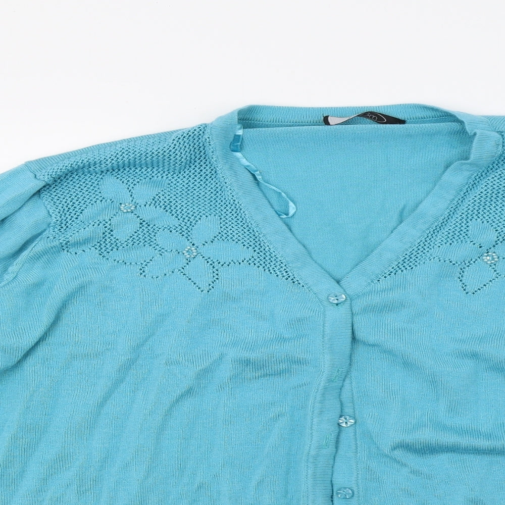 BM Womens Blue  Knit Cardigan Jumper Size XL