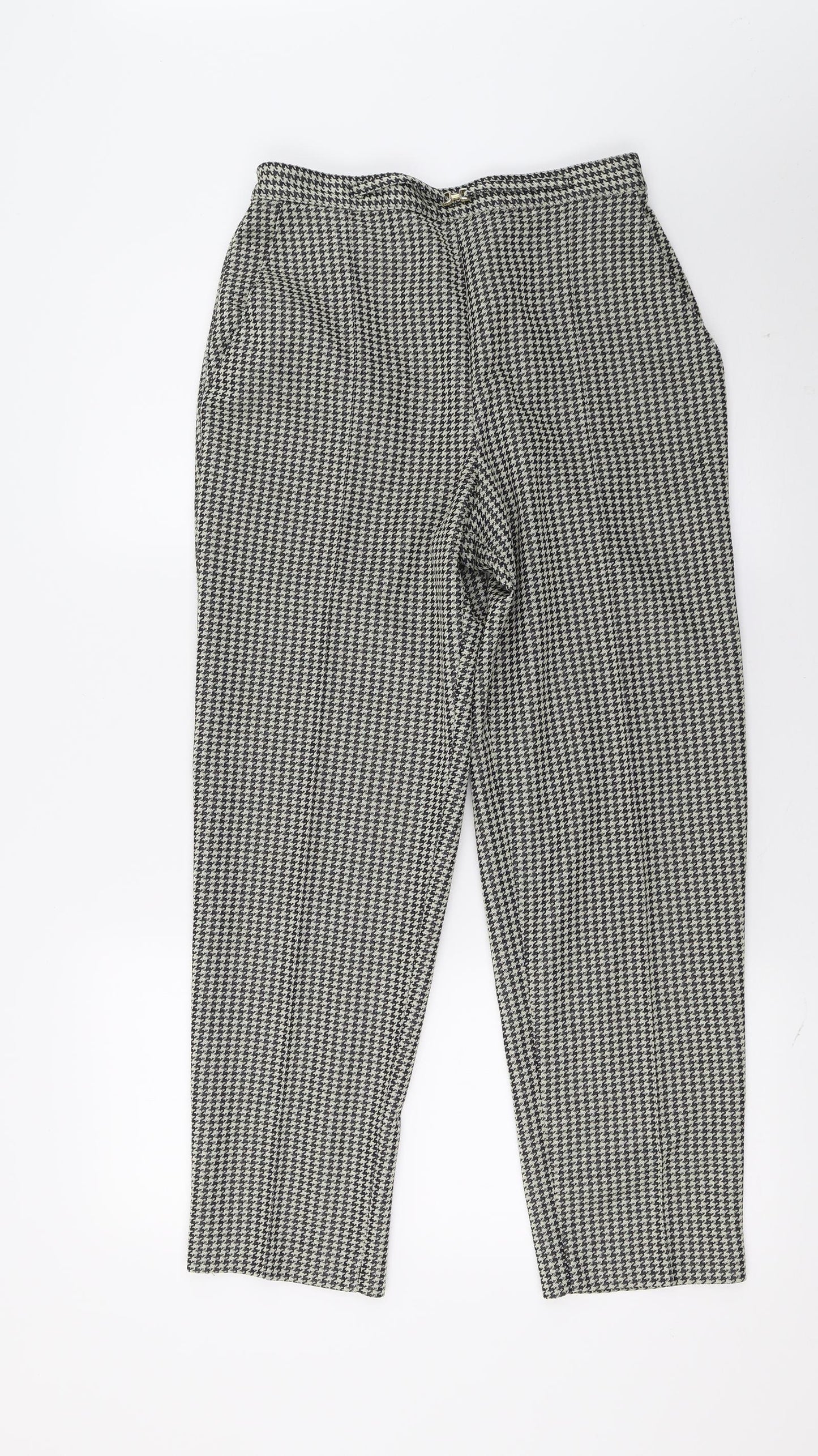 Marks and Spencer Womens Grey Check  Capri Trousers Size 12 L23 in