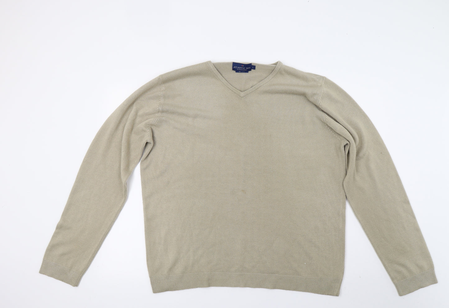 Atlantic Bay Mens Beige   Pullover Jumper Size L