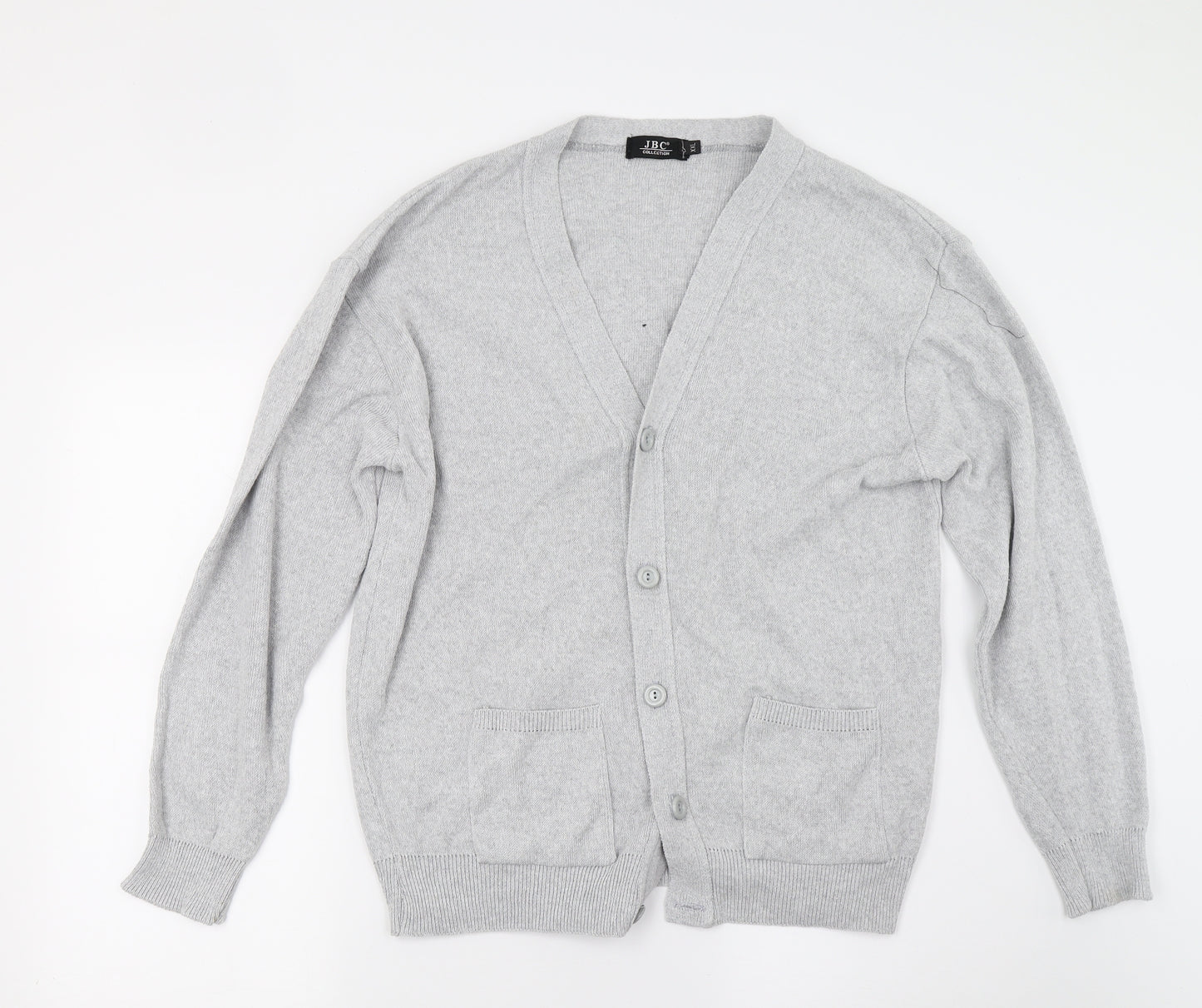 JBC Mens Grey  Knit Cardigan Jumper Size 2XL