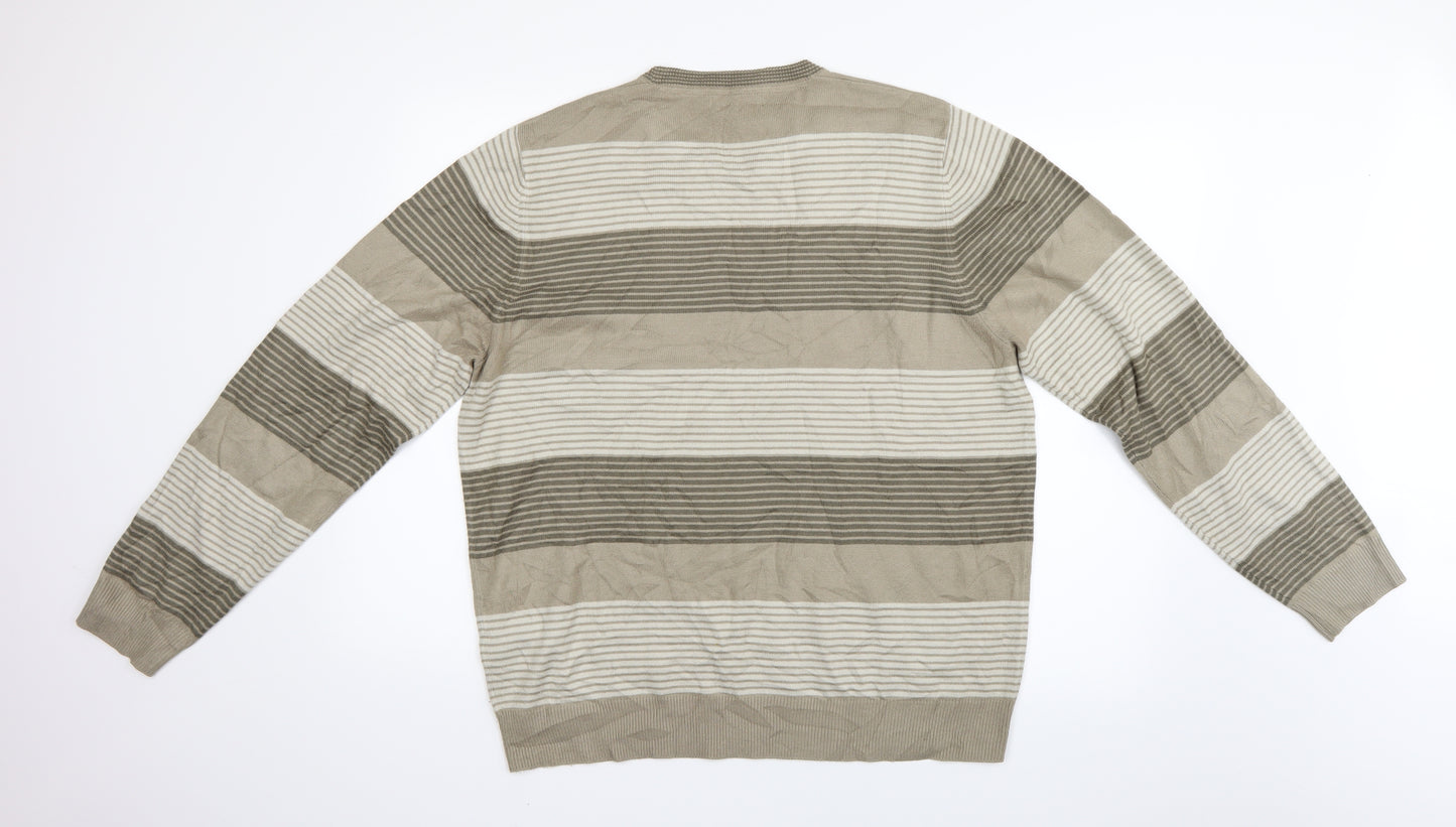 Marks and Spencer Mens Beige Striped  Pullover Jumper Size L