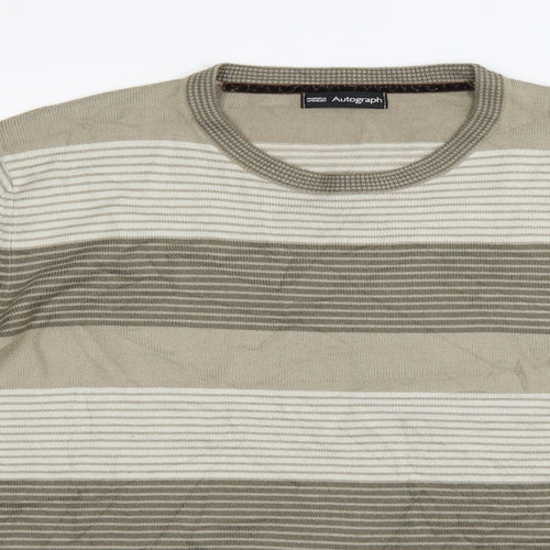 Marks and Spencer Mens Beige Striped  Pullover Jumper Size L