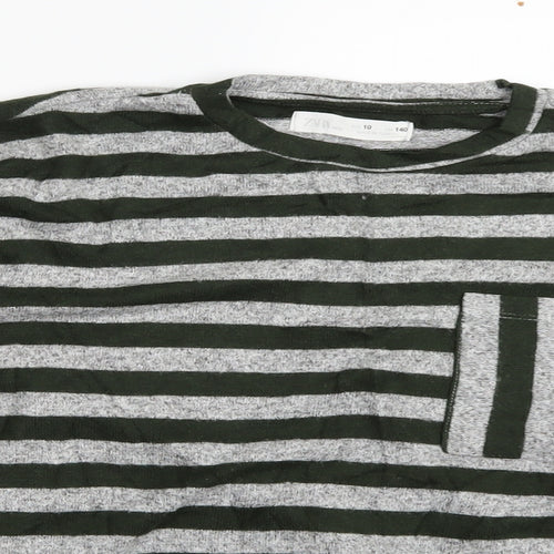 Gap Kids Boys Green Striped  Henley Jumper Size 10 Years