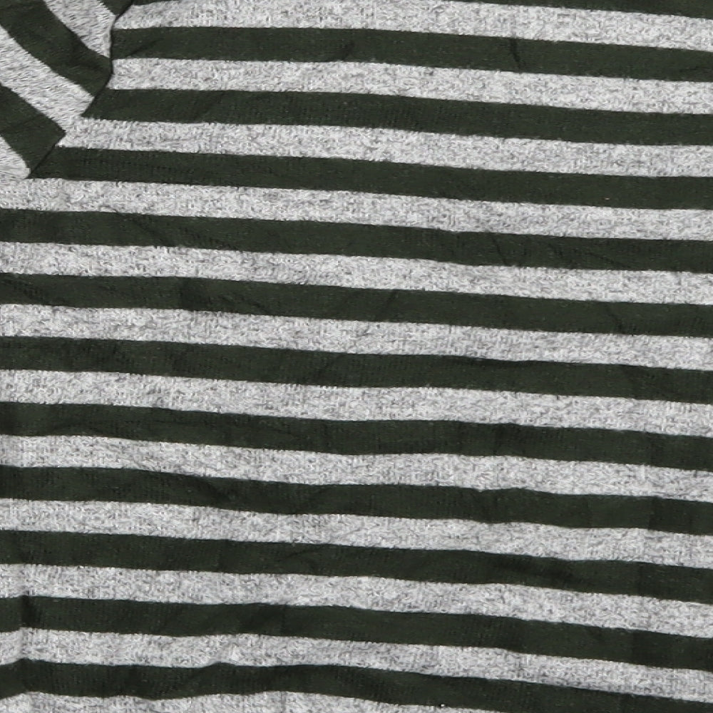 Gap Kids Boys Green Striped  Henley Jumper Size 10 Years
