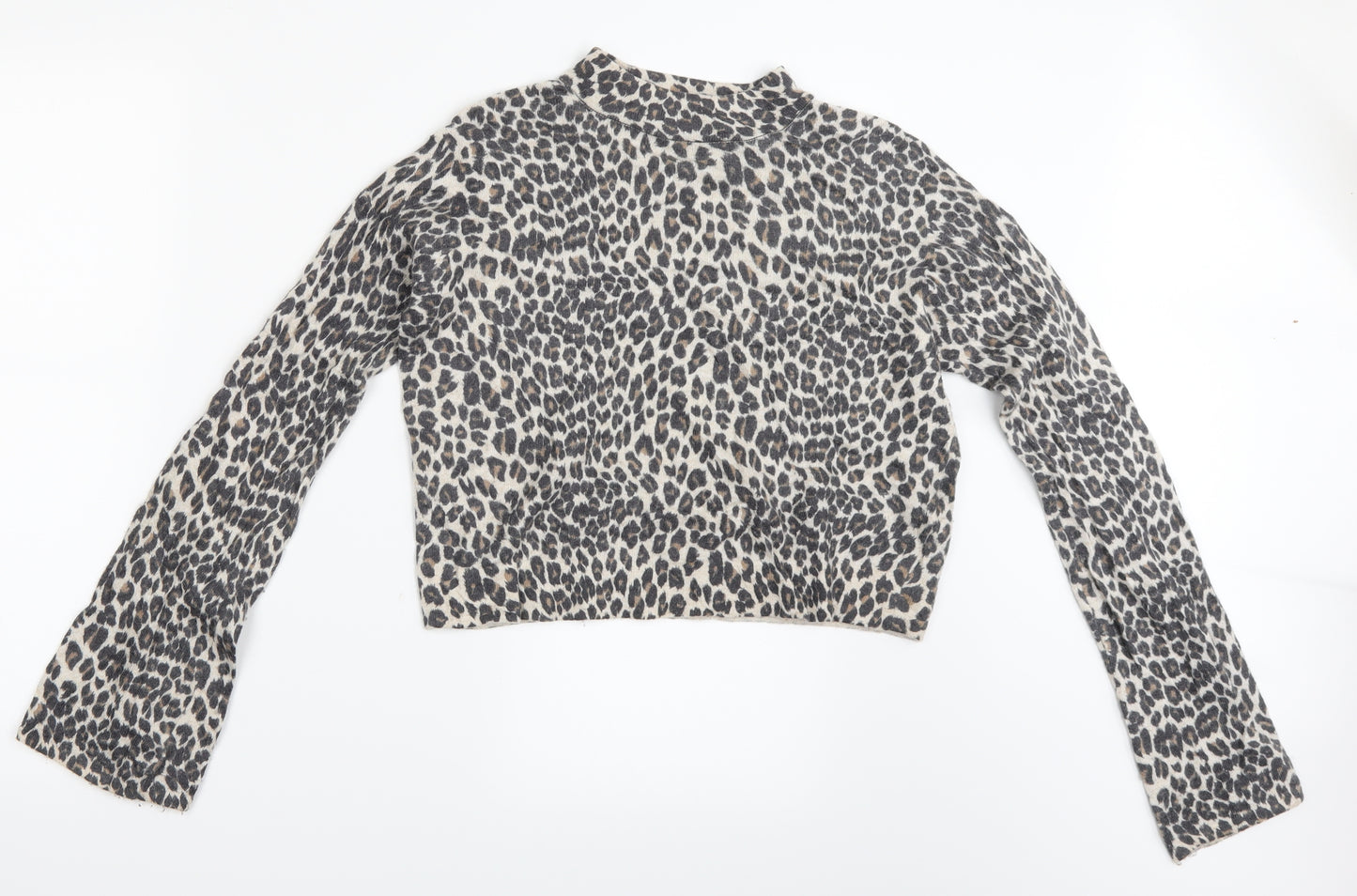 Topshop Womens Brown Animal Print  Cropped Blouse Size 8