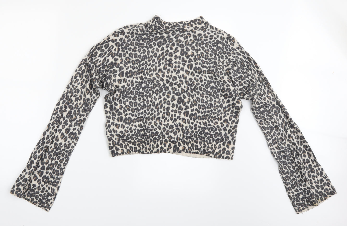 Topshop Womens Brown Animal Print  Cropped Blouse Size 8