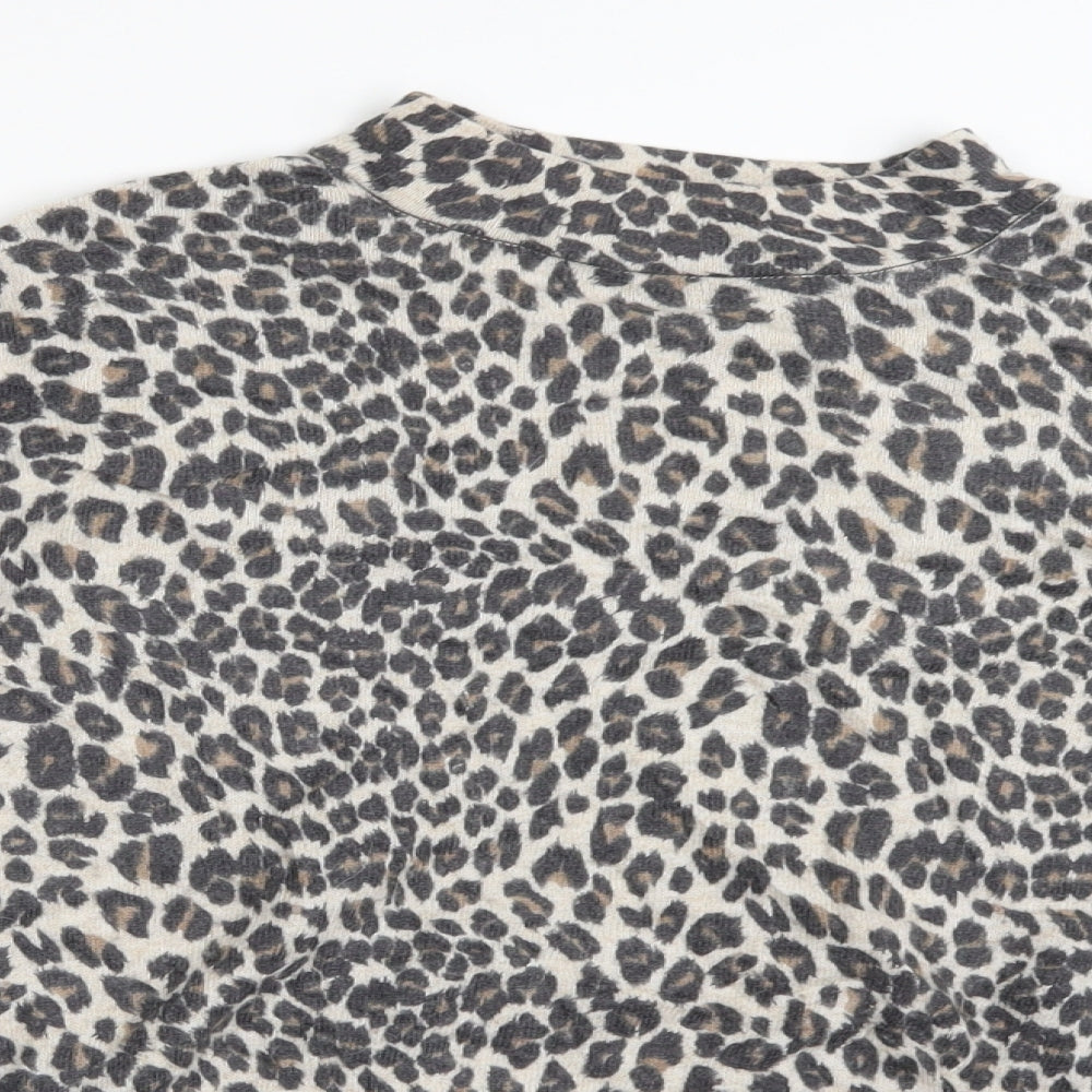 Topshop Womens Brown Animal Print  Cropped Blouse Size 8