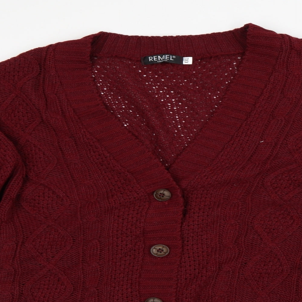 Remel London Mens Red   Cardigan Jumper Size 2XL
