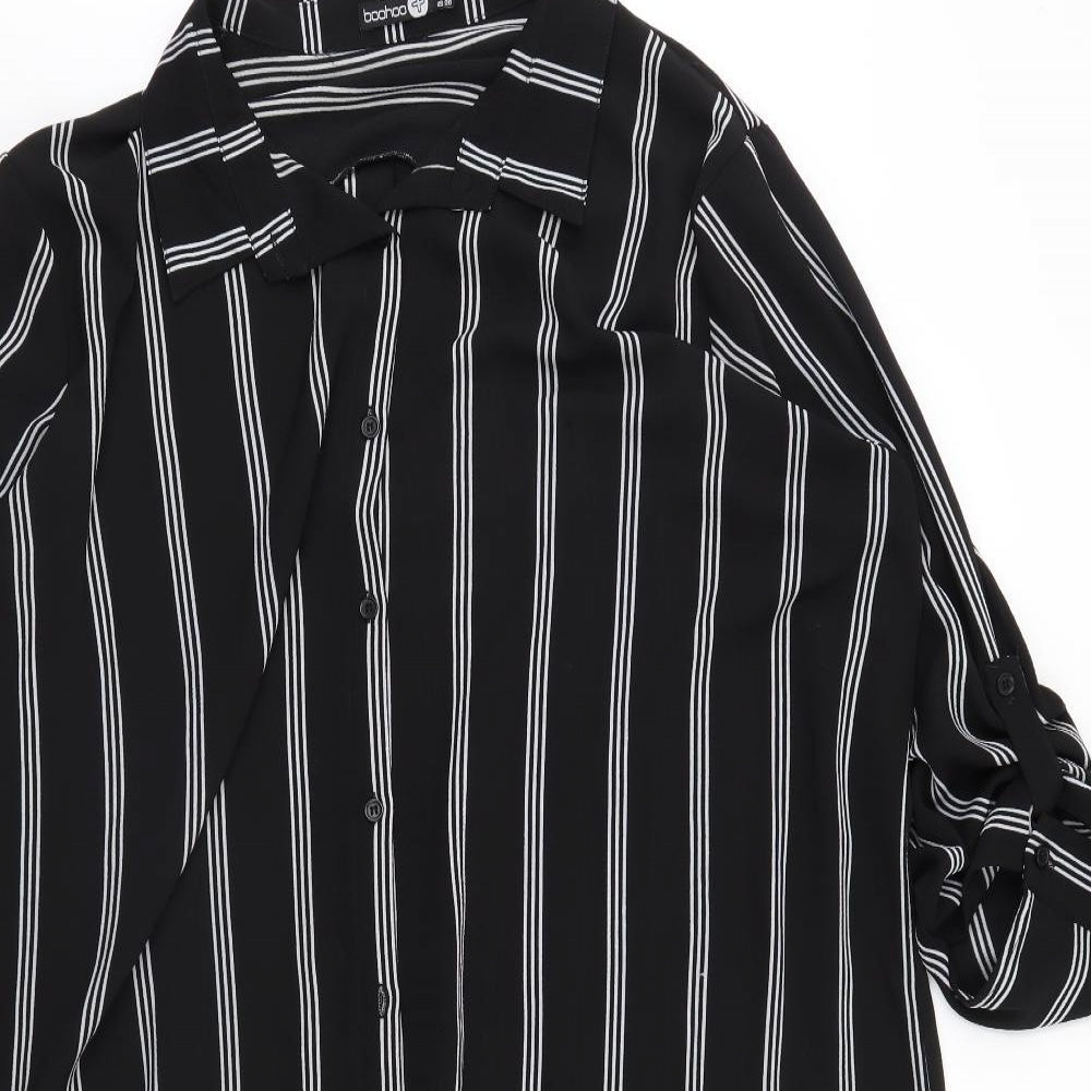 Boohoo Womens Black Striped  Shirt Dress  Size 24