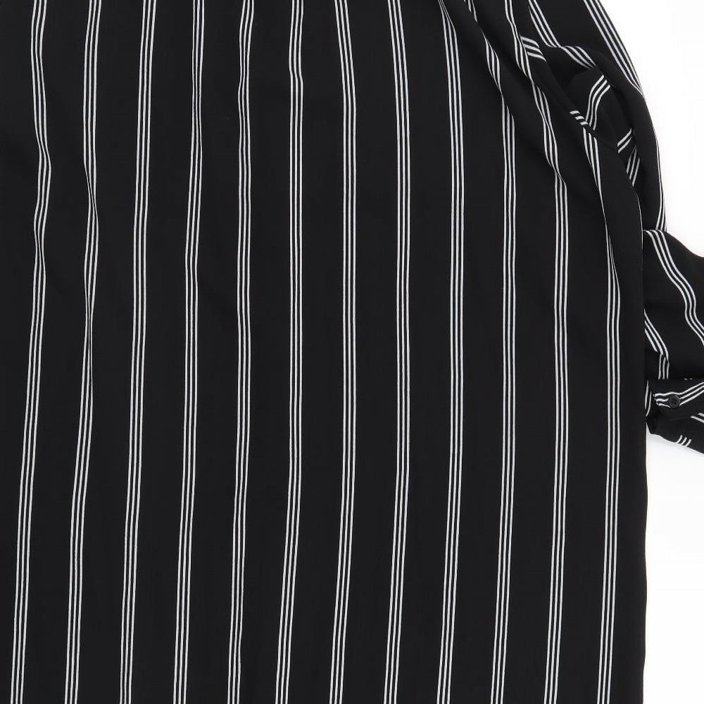 Boohoo Womens Black Striped  Shirt Dress  Size 24