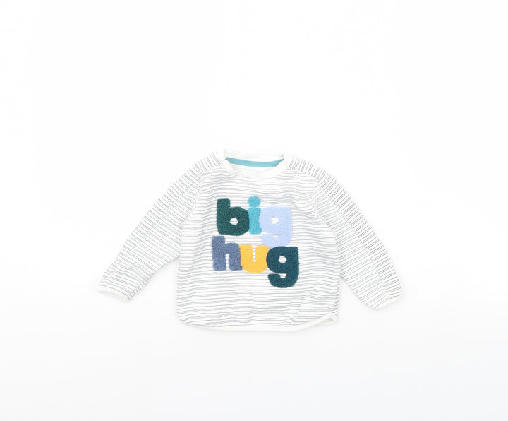 F&F Girls White Striped Rayon Pullover Jumper Size 3-6 Months