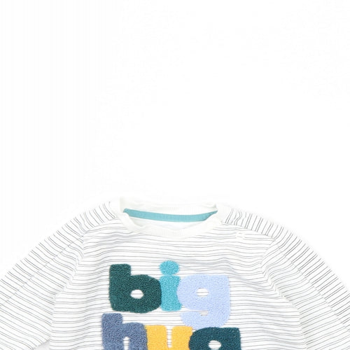 F&F Girls White Striped Rayon Pullover Jumper Size 3-6 Months