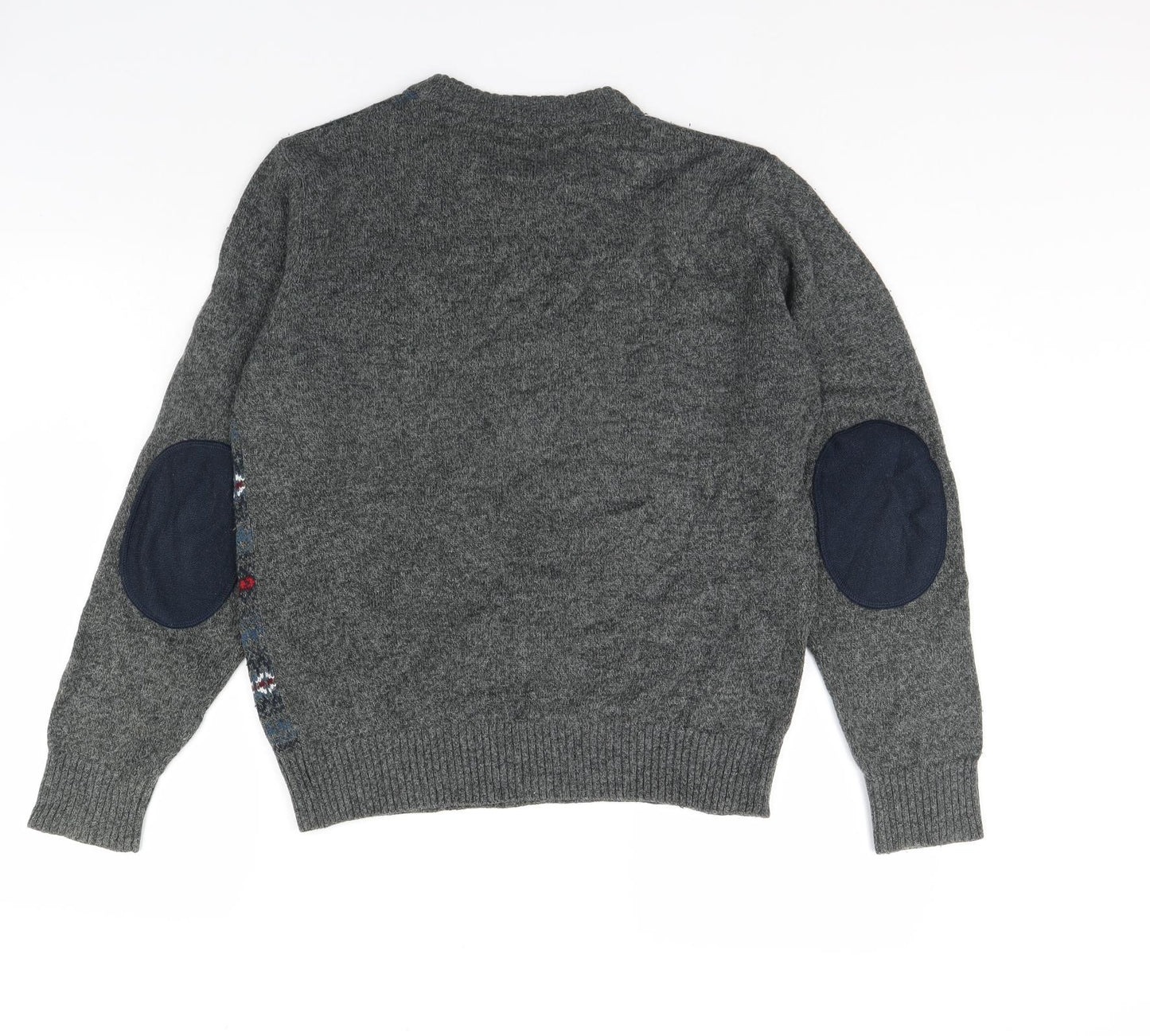 George Mens Grey  Rayon Pullover Jumper Size S  - Elbow pads
