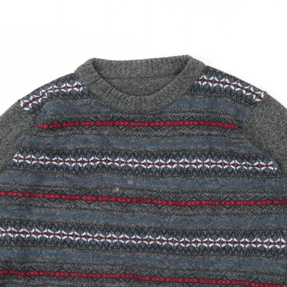 George Mens Grey  Rayon Pullover Jumper Size S  - Elbow pads