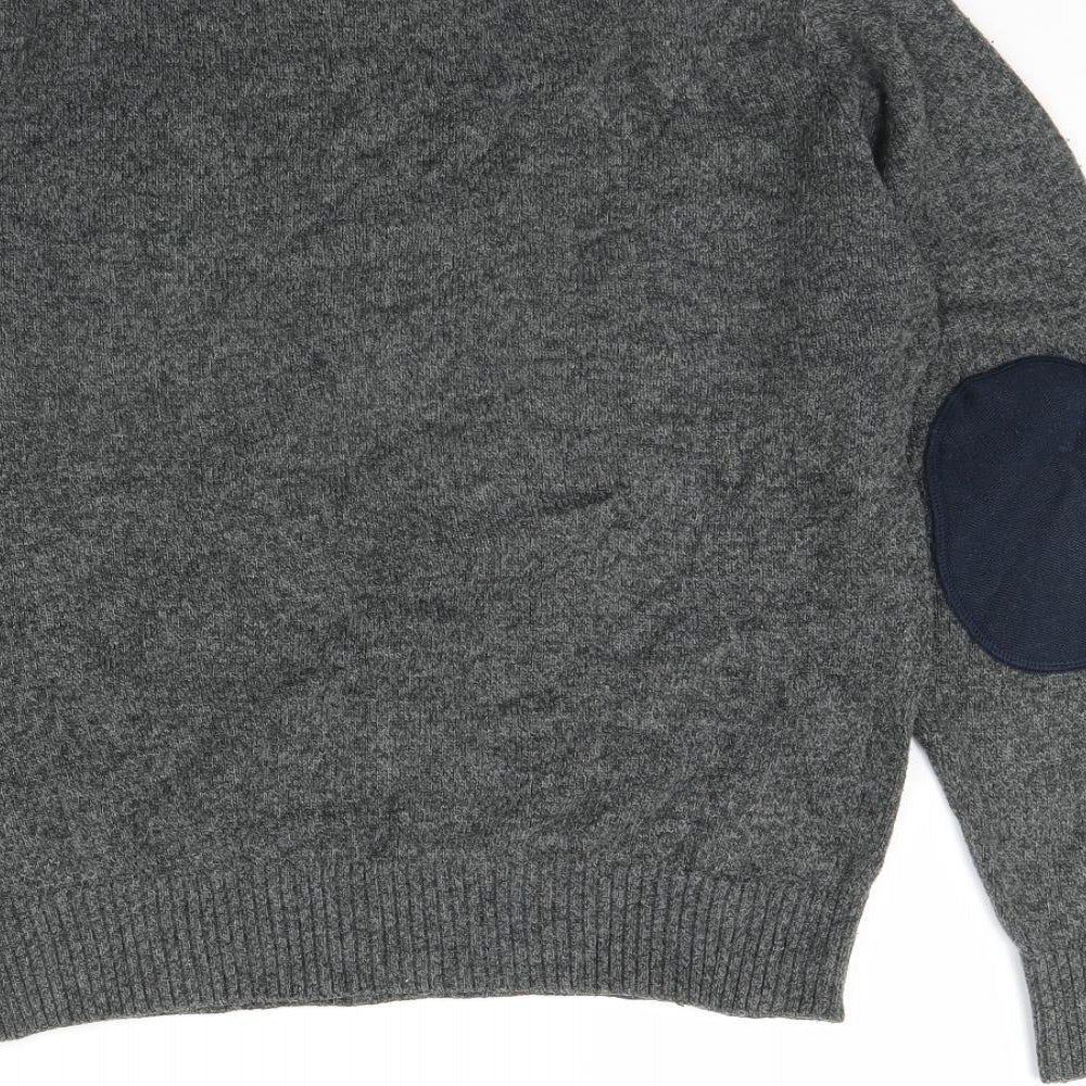 George Mens Grey  Rayon Pullover Jumper Size S  - Elbow pads