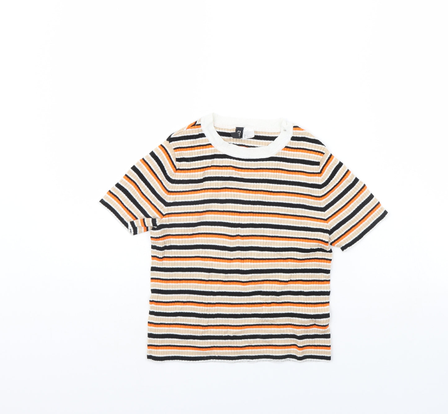 H&M Womens Multicoloured Striped  Cropped T-Shirt Size S