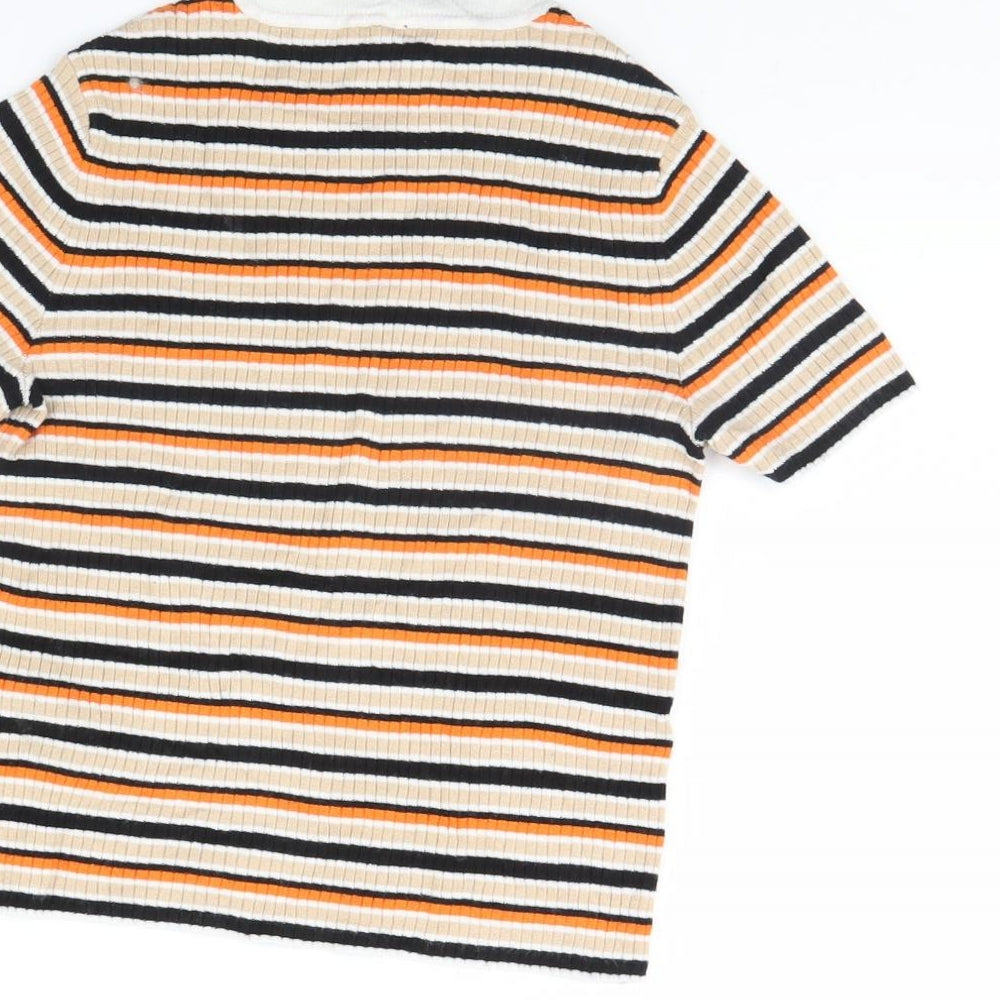 H&M Womens Multicoloured Striped  Cropped T-Shirt Size S