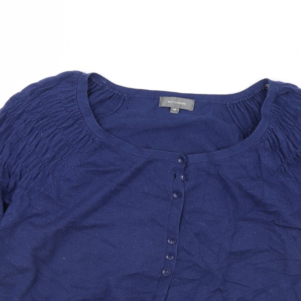 Et Yous Womens Blue   Cardigan Jumper Size 18