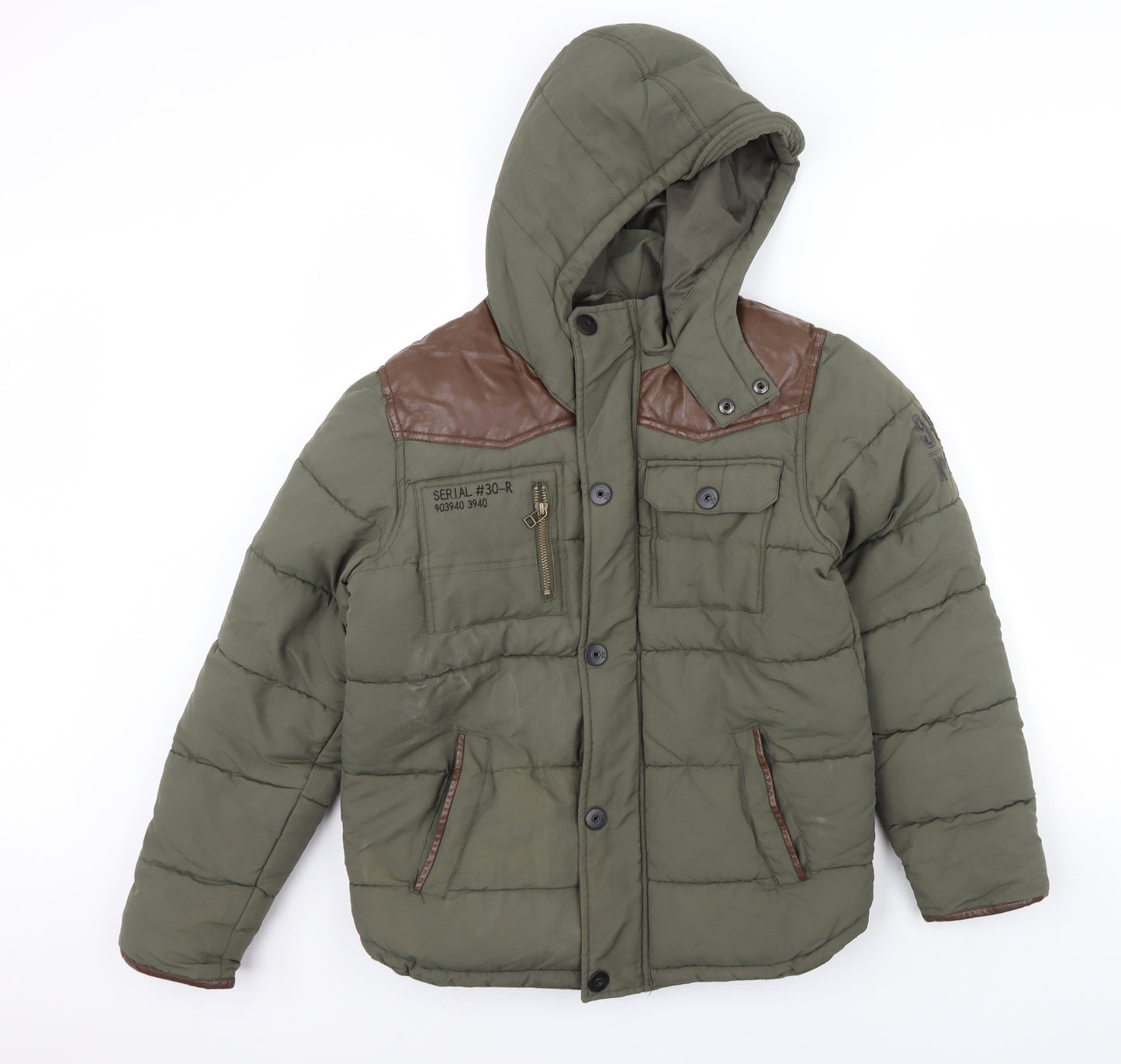 Preworn Boys Green   Rain Coat Coat Size 12 Years