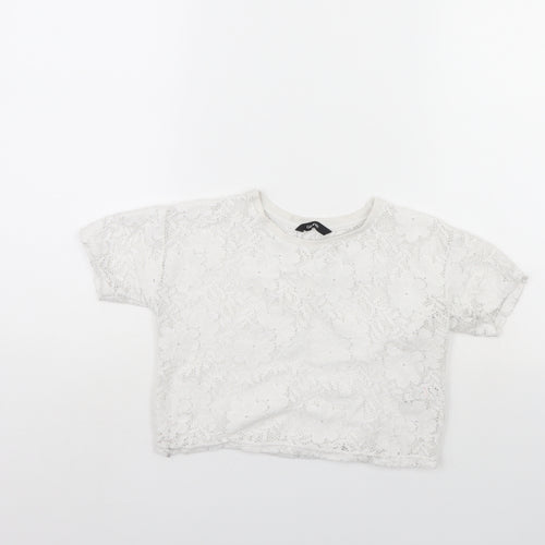 George Girls White   Basic T-Shirt Size 6 Years