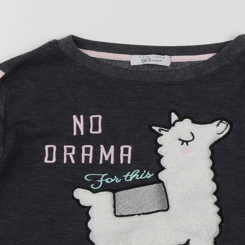 New Look Girls Grey   Pullover Sweatshirt Size S  - Llama