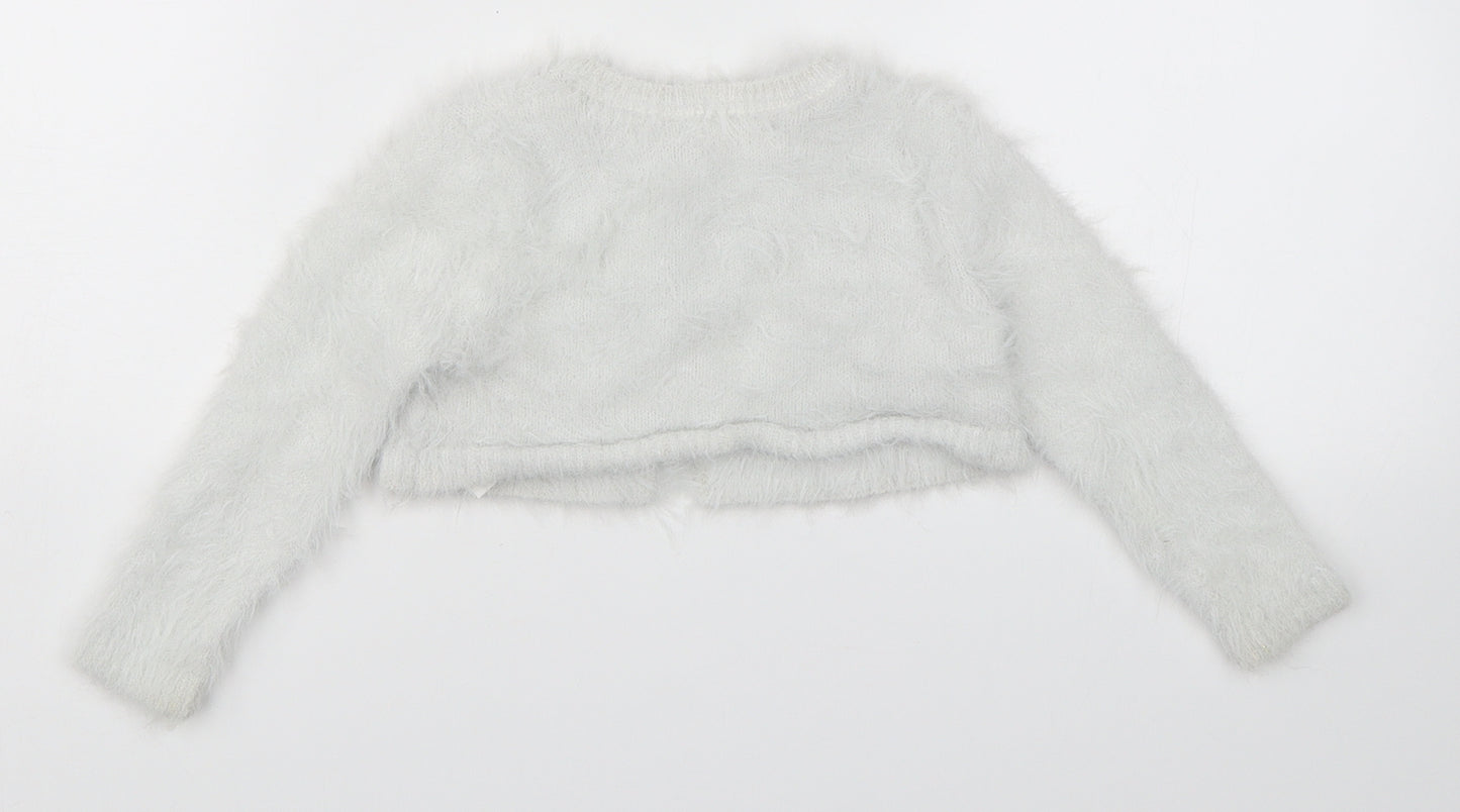 H&M Girls Silver   Cardigan Jumper Size 2 Years